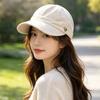 Simple Solid Color Corduroy Duck Tongue Basin Hat Women's Metal Buckle Wide Brimmed Hat Autumn and Winter Versatile Commuter Hat