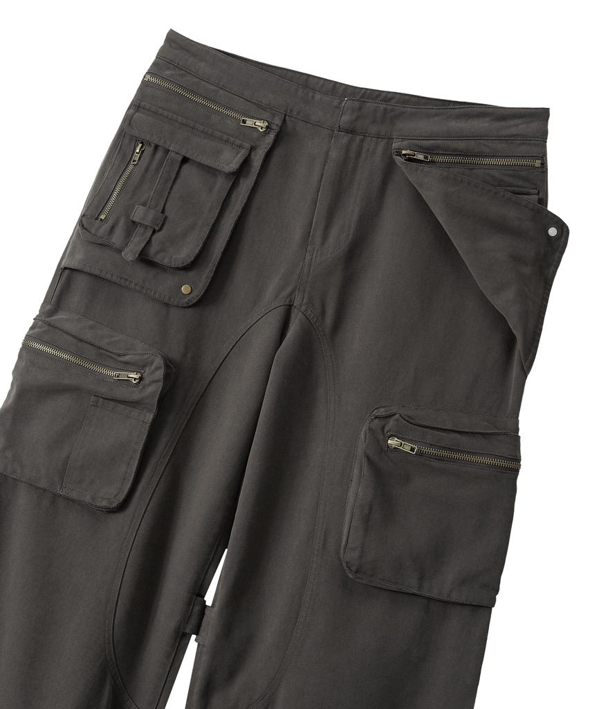 Uallong Lowrise Washed Curve Cargo Pants - Khaki