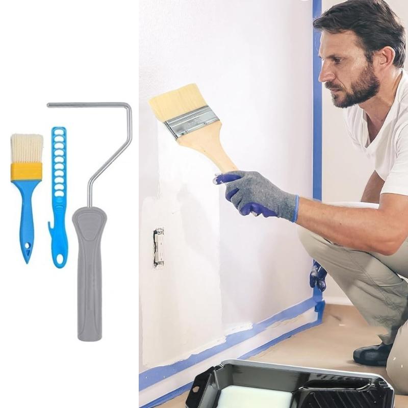 Small Paint Roller Set Includes Microfiber Rollers Touches Up Multipurpose Tray Home Accessory for Wall Painting
