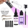 Kit Professionnel à Séchage Rapide UV pour Extensions de Cheveux, Colle UV Transparente 30g, Dissolvant 30ml, Lampe UV pour Extensions de Perruque & Cils Salon Usage Domestique