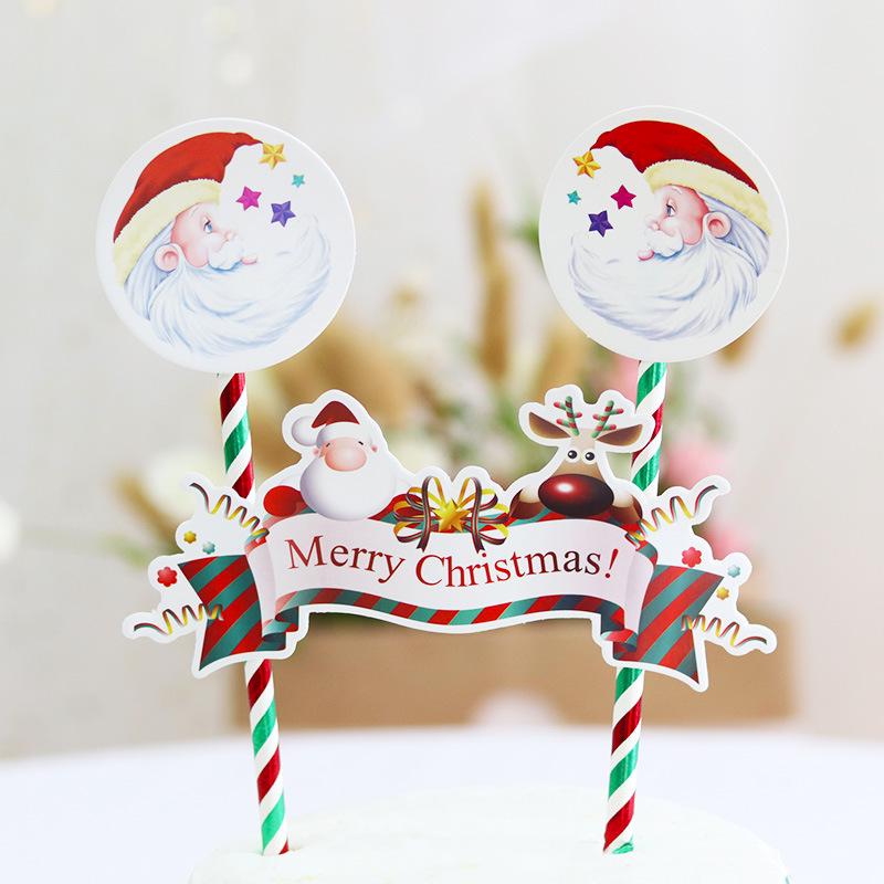 Christmas Cake Topper: Merry Christmas Banner & Tree Decoration Insert for Festive Baking