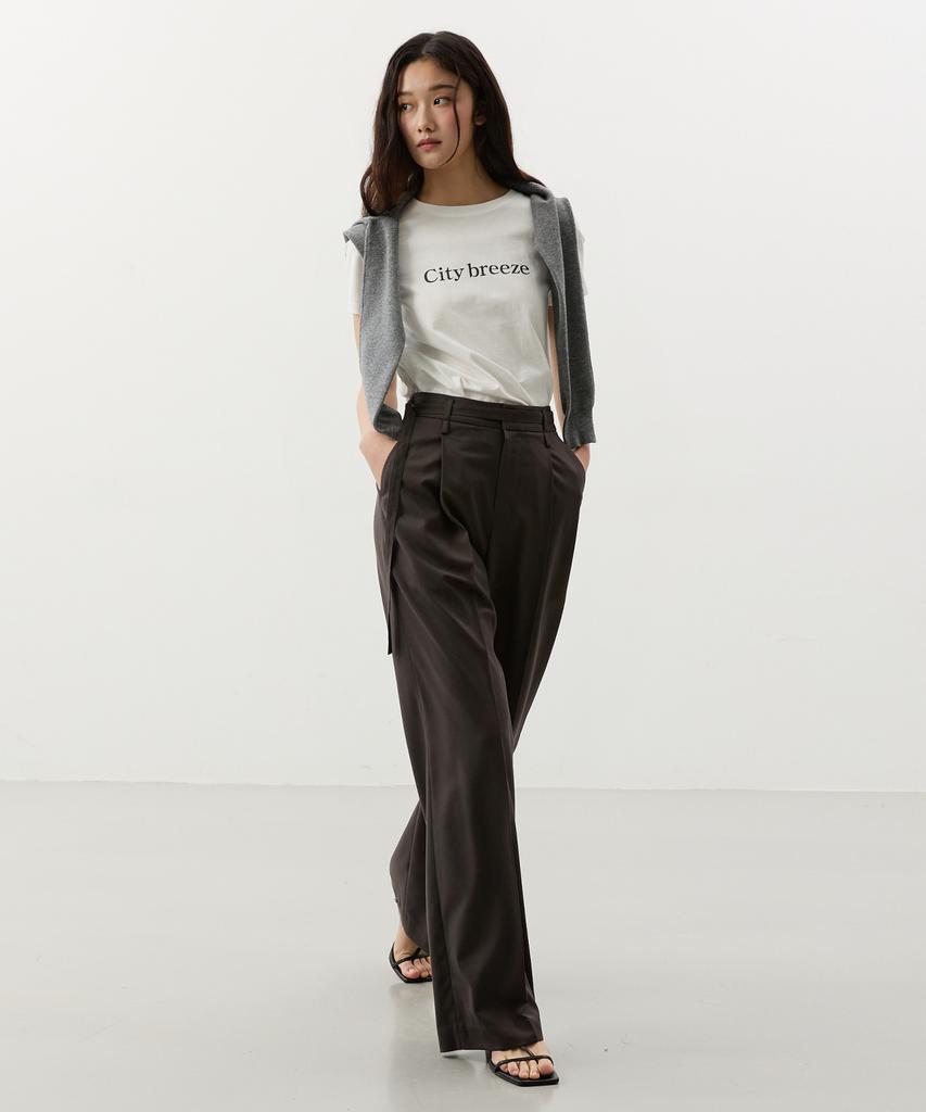 CITYBREEZE Strap Tuck Wide Slacks_Dark Brown