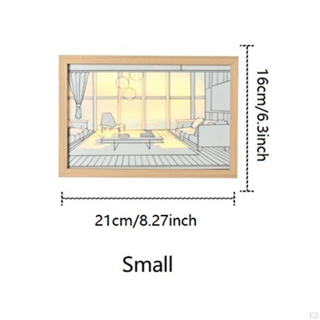 Decorative Painting with Light Rectangle Sunset Shadow Box Lighting Art Aesthetic Poster