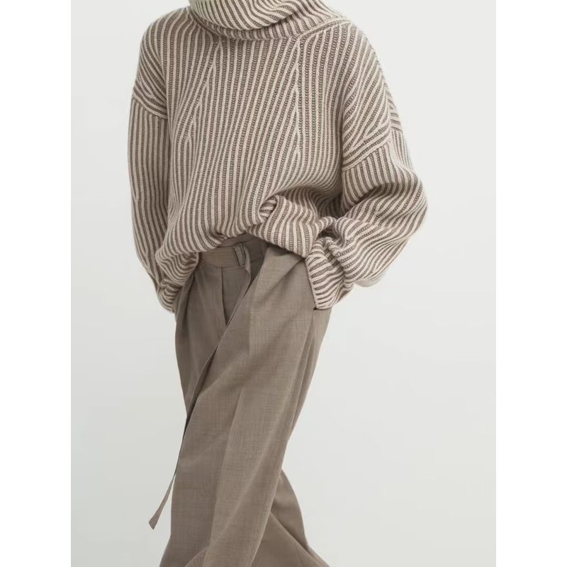 MD New Fall Women's Clothing Fashion Casual Laid-Back Style Loose Waist Belt Pleated Wide Leg Pants 5092722