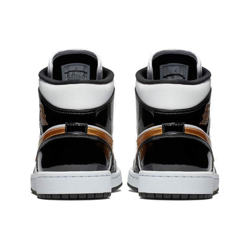 Jordan 1 Mid Patent Black White Gold 2019 Jordan 852542-007