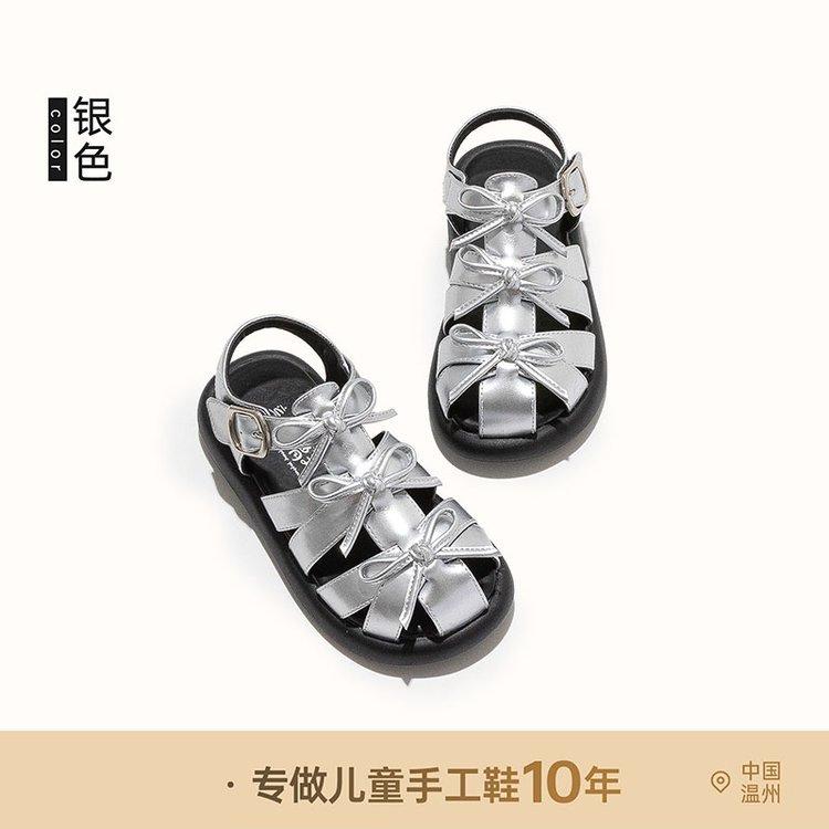 

Girls Sandals Summer 2025 New Children s Princess Shoes Older Children s Roman Shoes Soft Sole Girls Baotou Shoes Summer 36 серебряный