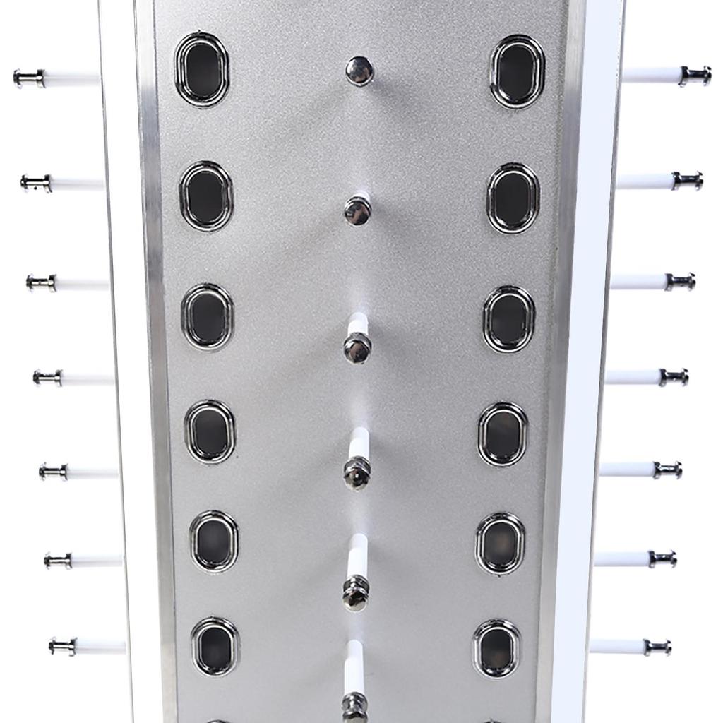 360° Rotating Eyeglasses Display Stand - 44-Pair Capacity,  Aluminum Composite & Wood Construction, Silver/Black - with Adjustable Mirrors