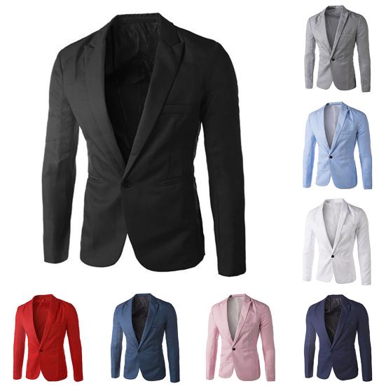 Suit Casual Fine Workmanship Cotton Blend One Button Suit Blazer for Banquet