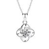 Four Leaf Necklace for Women, Japanese-Korean Zircon Pendant Collarbone Chain with O-Shaped Chain
