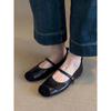Sheepskin Version~ Retro Soft-soled Leather Splicing One-word Belt Mary Jane Single Shoes Women's Shallow Commuter Flat-soled Ballet Shoes