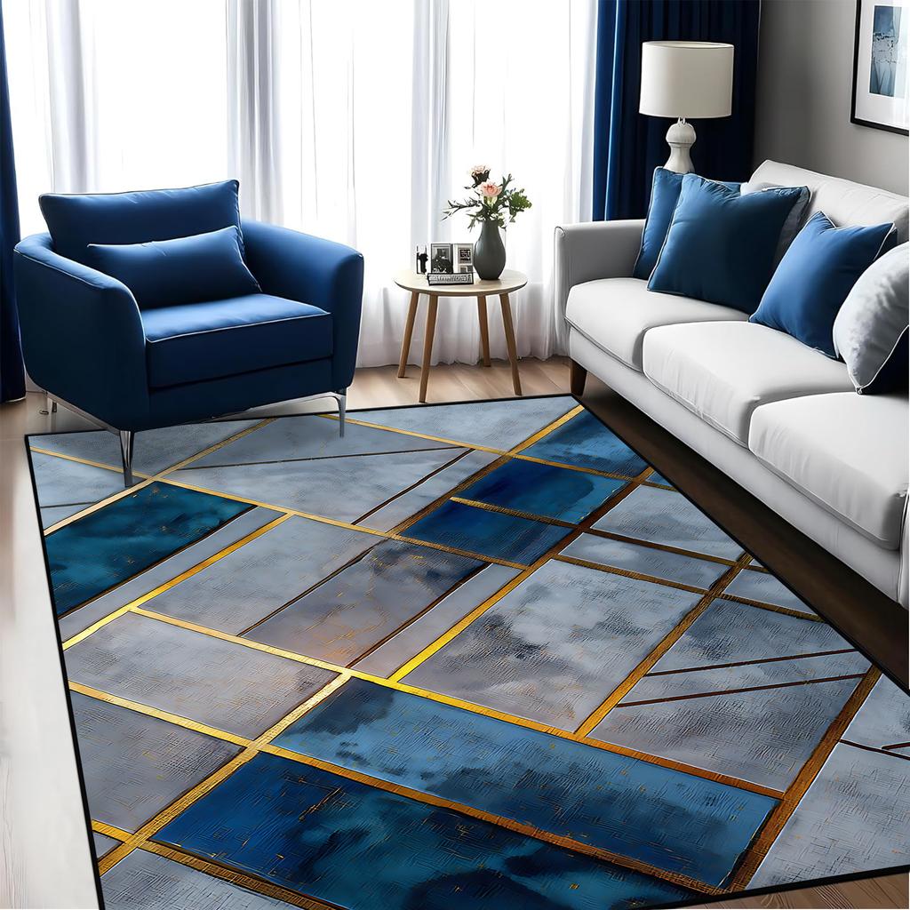 Modern Luxury Geometry Rugs Large Area Carpet Living Room Decoration Non-slip Bedroom Lounge Rug Washable Balcony Kitchen Mat