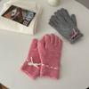 Warm Bow Drawstring Hat Korean Style Winter Gloves Cartoon Wool Bowknot Scarf  Ski