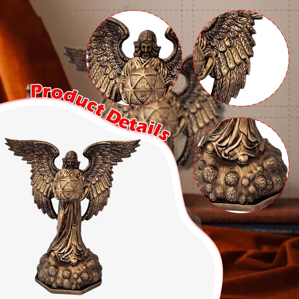 Angel Statue Resin Figurine Artwork Birthday Gift Tabletop Ornament Sculpture for Desk Fireplace