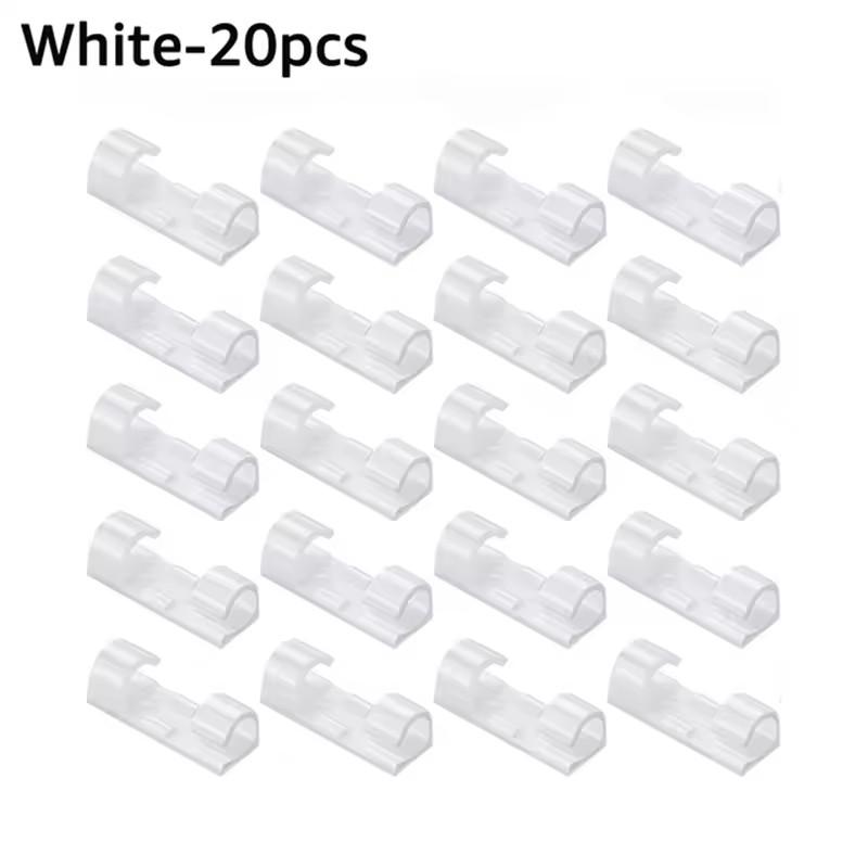 20 Pcs Cable Manager No-Punch Wall Sticker Traceless Self-Adhesive Cable Holder Wire Storage Solution Available in Three Colors