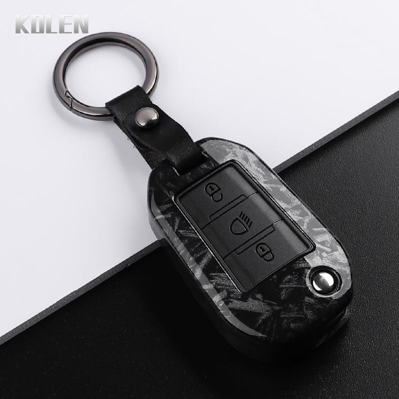 ABS Carbon Fiber Style Car Key Case Cover For Peugeot 208 308 T9 508 2008 3008 4008 For Citroen C4 For Opel Corsa Crossland X