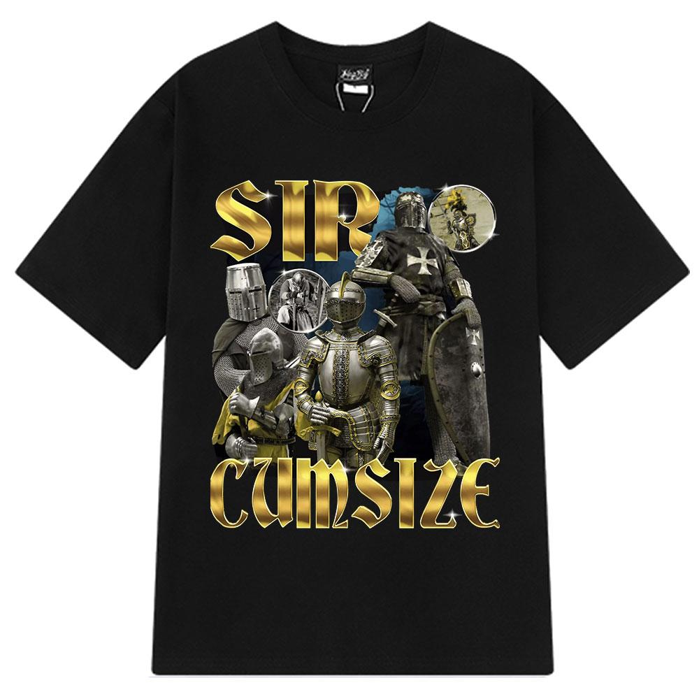Funny Sir Cumcise Retro Graphic Harajuku T Shirt Men's Women100% Cotton Short Sleeve T-shirts Y2k High Quality Clothing T-shirt