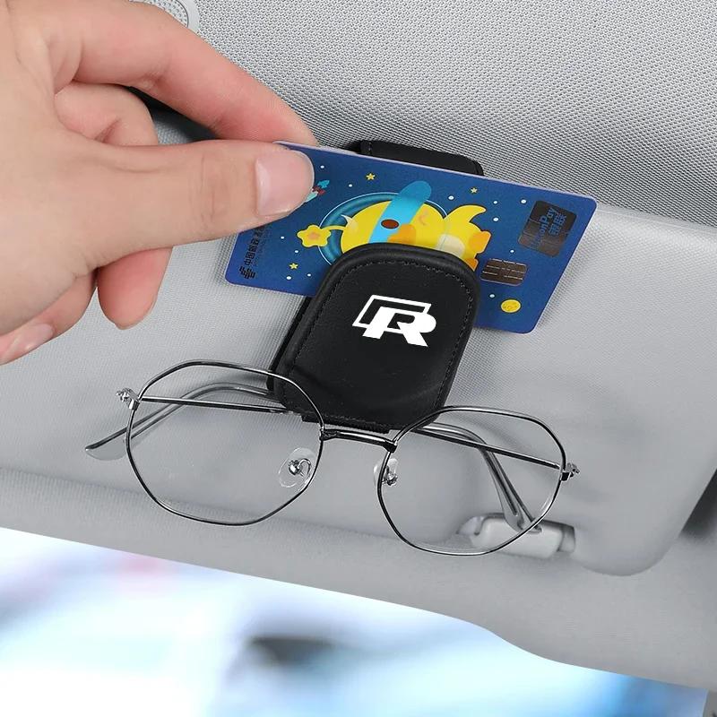 Lmn1 ·PU Leather Car Magnetic Glasses Clip Ticket Holder For VW Atlas Jetta Touareg Variant Golf Polo GTI Taos Nivus Passat Tiguan