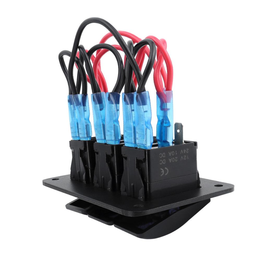 Rocker Switch Panel Marine Boat Toggle Switch Panel DC12-24V Blue LED Light Toggle Switch Panel Waterproof For Car Truck Boat