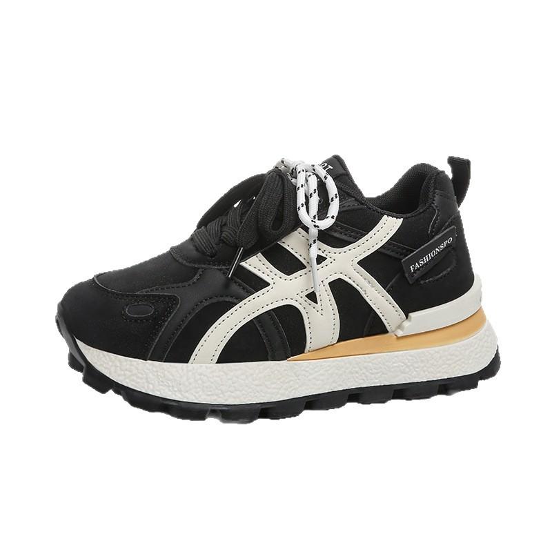 Retro color matching thick-soled Forrest Gump shoes women's 2025 new small men grow taller and thinner, comfortable and lightweight casual sports shoe