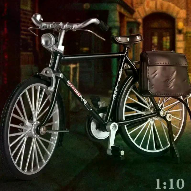 1 Set Simulation Collection Gifts 1:10 Model Mini Retro Alloy Bicycle Diecast Mountain Metal Bike With Inflation Pump Toys
