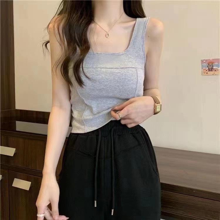 Korean-Style Sweet & Spicy Women's Camisole with Chest Pads – Slim Fit Sleeveless Top