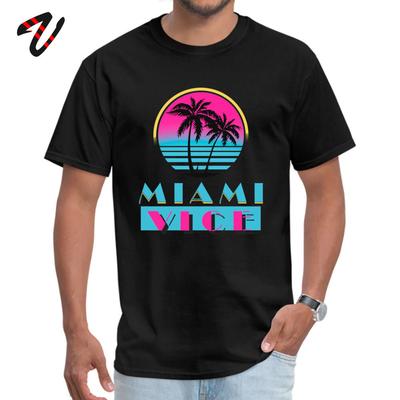 Miami Vice Round Collar TShirt Labor Day Custom Tops T Shirt Hate Sleeve 2024 Newest Milan Black Clothing Shirt Men