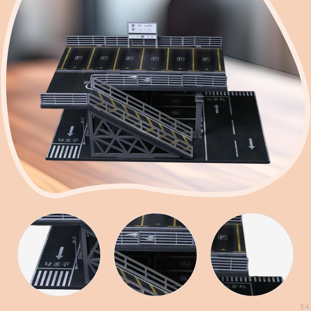 1/64 Parking Lot Diorama Model Car Display Case Decoration Easy Assembly Scenario Toy