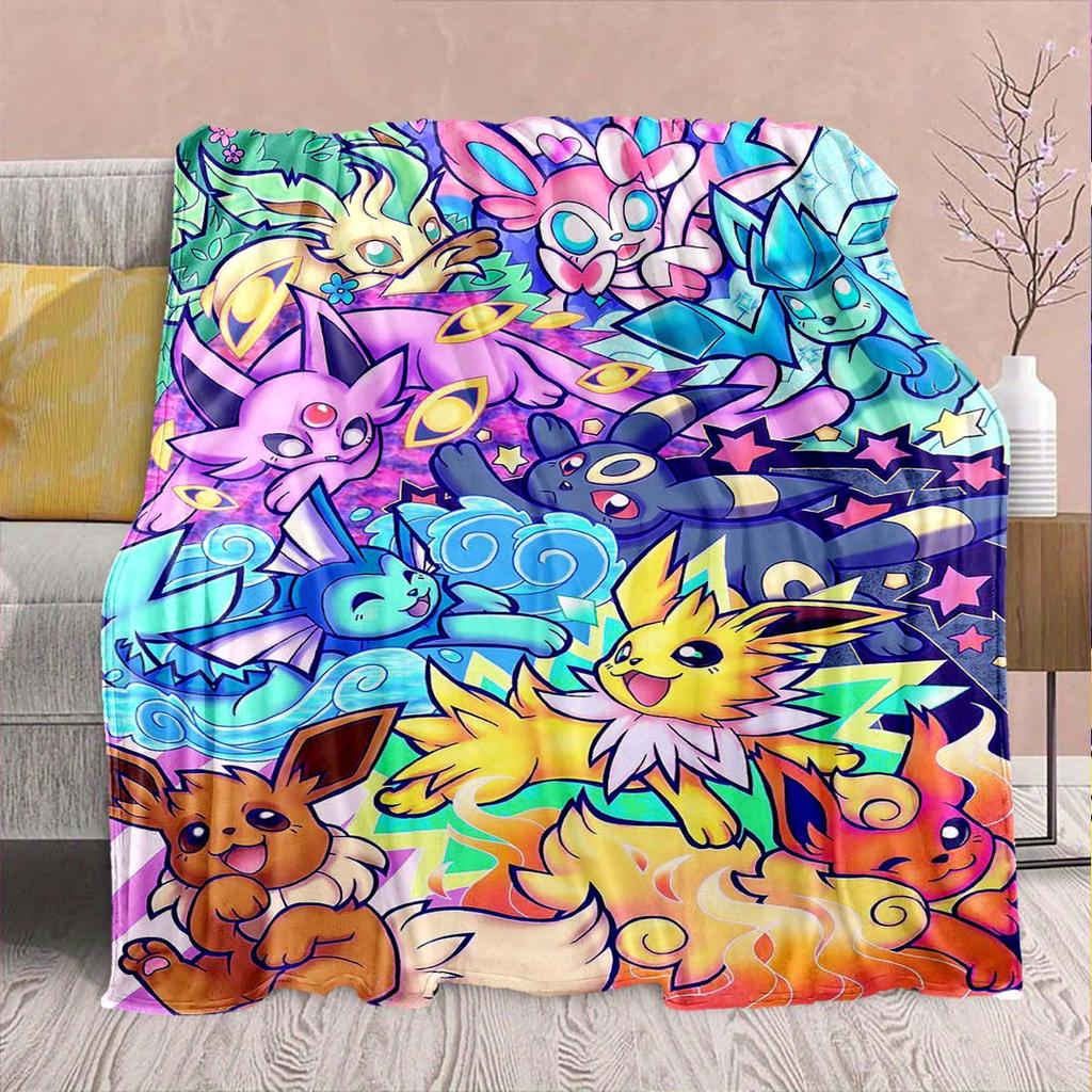 Pokémon Anime Flannel Blanket - Soft Warm Perfect for Sofa, Bedding Camping Travel Office Home Decor 