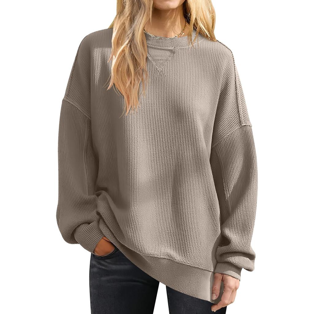 Dame Vintertopper Dame Langermet Genser Casual Løstsittende Pullover Fleece Topper