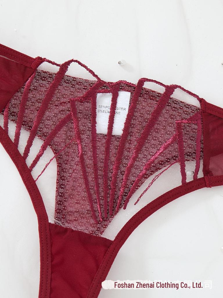 Z Cross-Border Ultra-Thin Lace Mesh Lingerie Set with Steel Ring