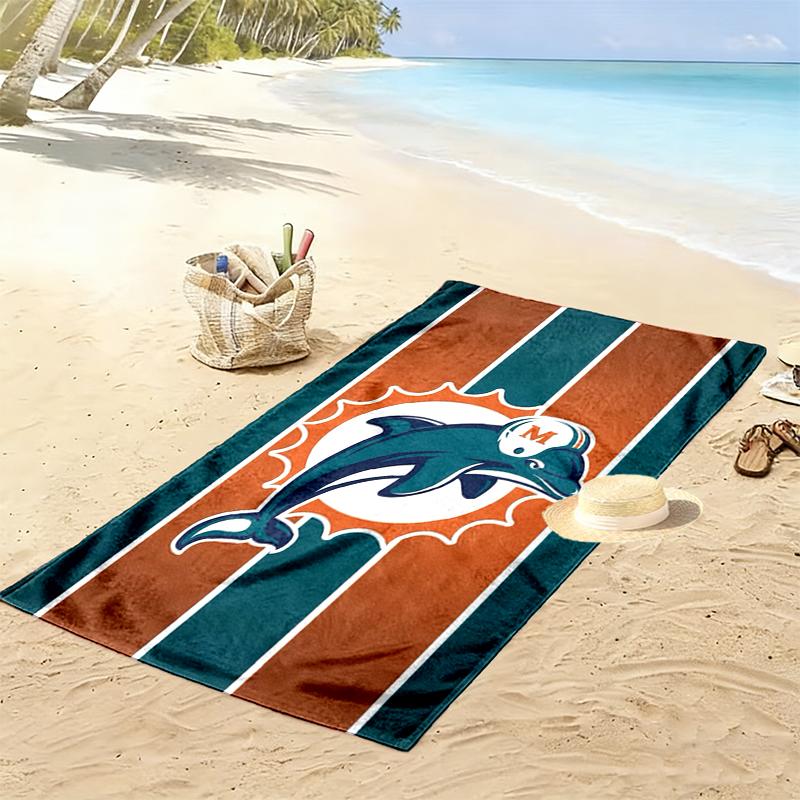 Miami Dolphins Print Beach Towel, Large Soft Quick Dry Towel for Beach Camping Swimming