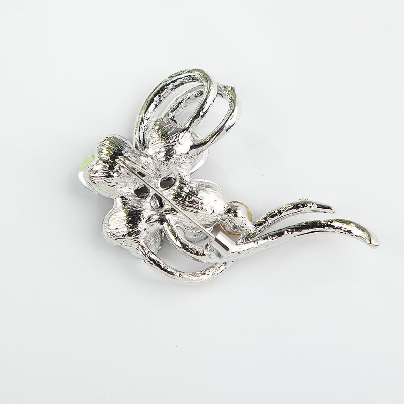 Fashion Rhinestone Crystal Four Leaf Clover Brooches For Women Clothing Coat Jewelry Accessries Gifts