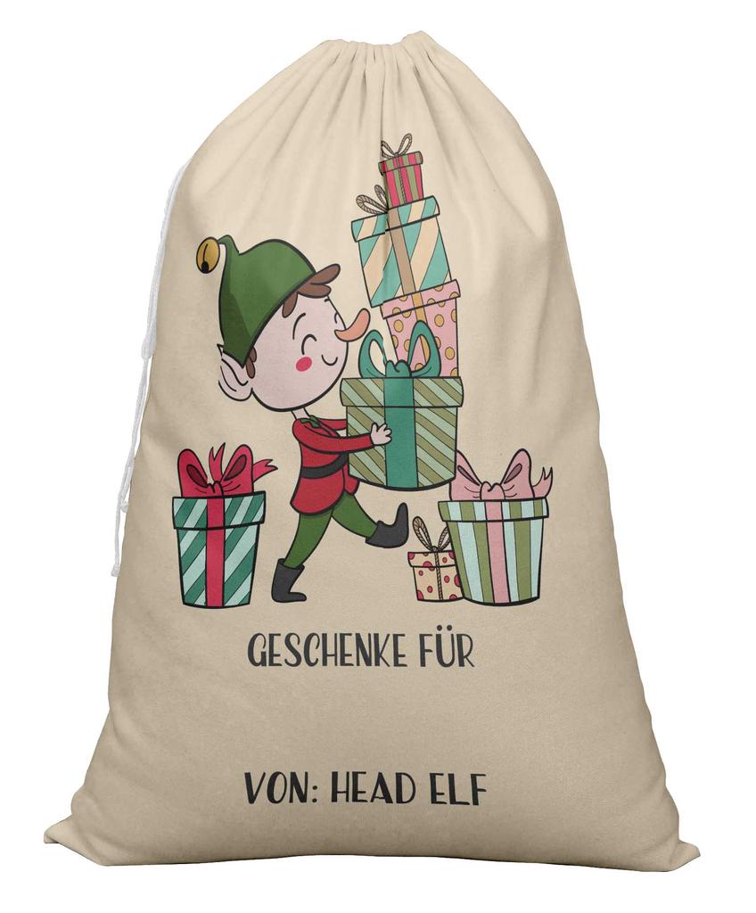 Printtoo 2 Pcs Large Santa Sacks with Drawstring Canvas Xmas Gifts Bags for Kids Christmas 27x20 Inch