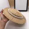 Straw Ladies Pearl Mesh Decoration Straw Hats Retro Tide Beach Sun Shade Womens Summer Caps Gril Fashion Elegante Wide Brim Hat