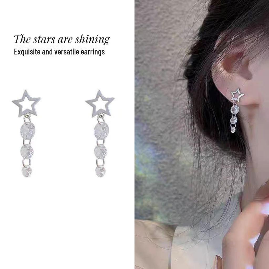 Knock and Shine: Exquisite Star Zircon Earrings for Women - Versatile Five-Pointed Design