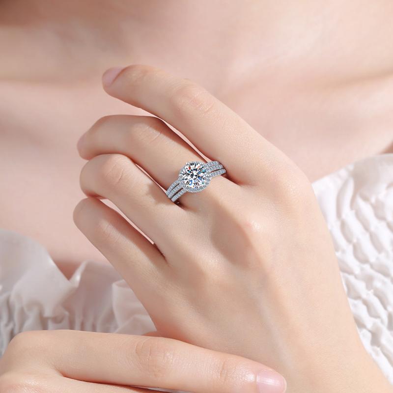 2CT 3CT 9MM Moissanite Silver Ring with Certificate S925 Jewelry Wedding Party Woman Gift