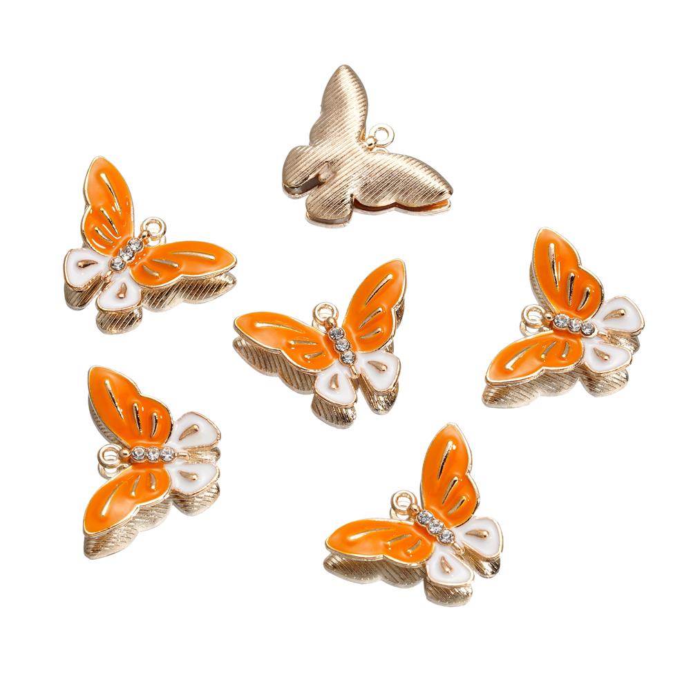 4Pcs/Lot 4 Styles Alloy Metal Drop Oil Butterfly Charms Animal Pendant For DIY Bracelet Necklace Jewelry Making Accessories