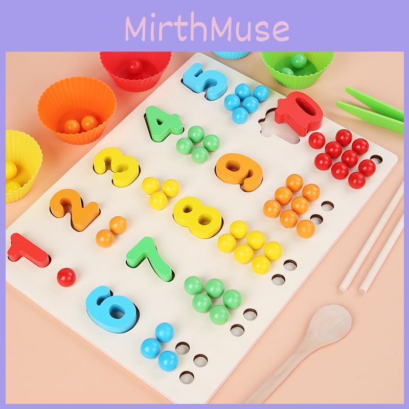 Wooden Number Color Bead Sorting Board Educational Toy For Toddlers Learning