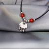 New Chinese Style Red Agate Safety Lock Necklace with A Chinese Style Design. Collar Chain Woven with Rope As A Gift for Girlfriend