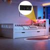 Multifunctional Wooden Bed 90 × 200 Cm, With Drawers, Shelf and Storage, Equipped With Socket and LED Lighting, Safety Rail, Single Bed, White