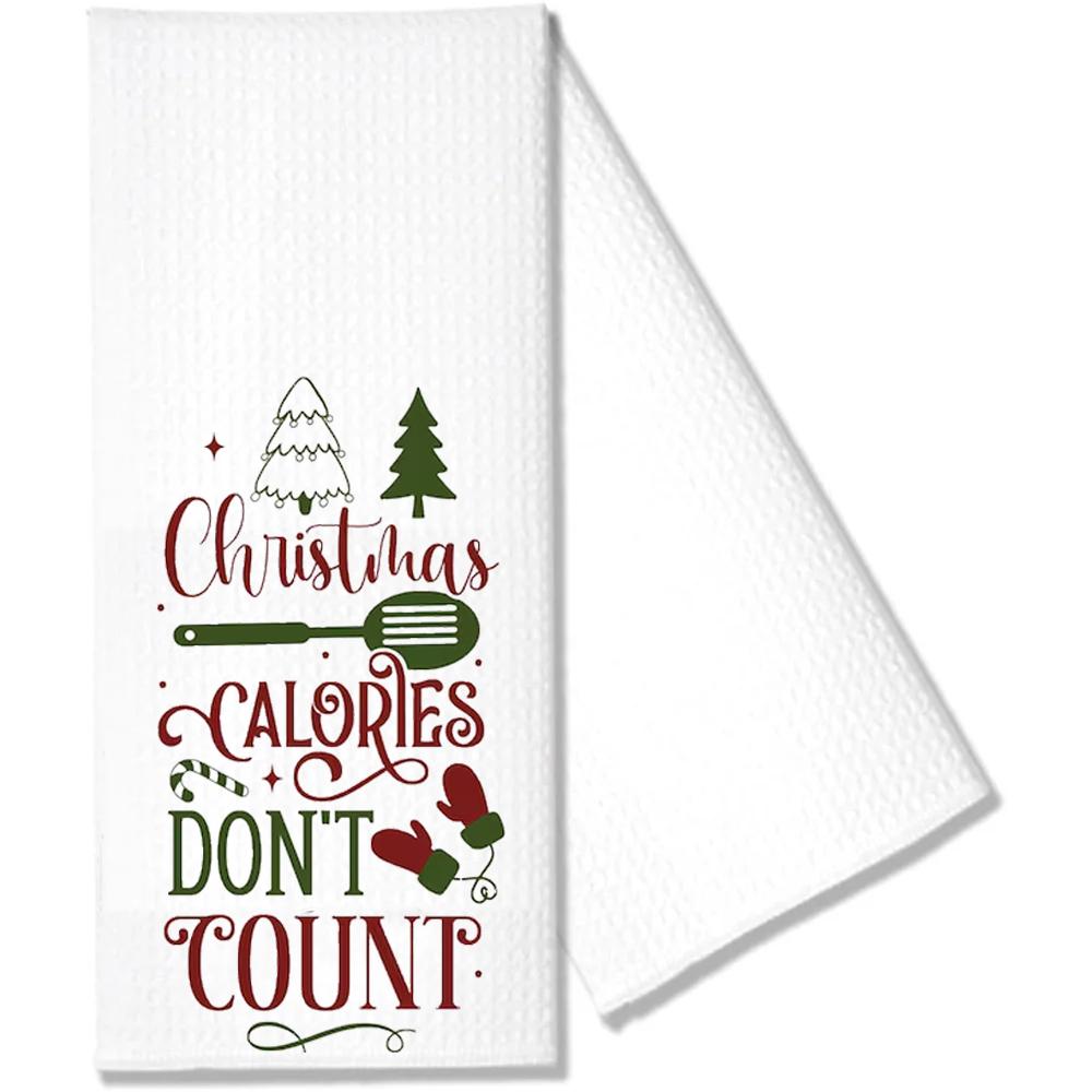 

Christmas Towels Dish Waffle Tea Towel Merry and Bright Housewarming Neighbor Gift New Year Christmas Eve Kitchen Table Decor 1PCS 30x70cm