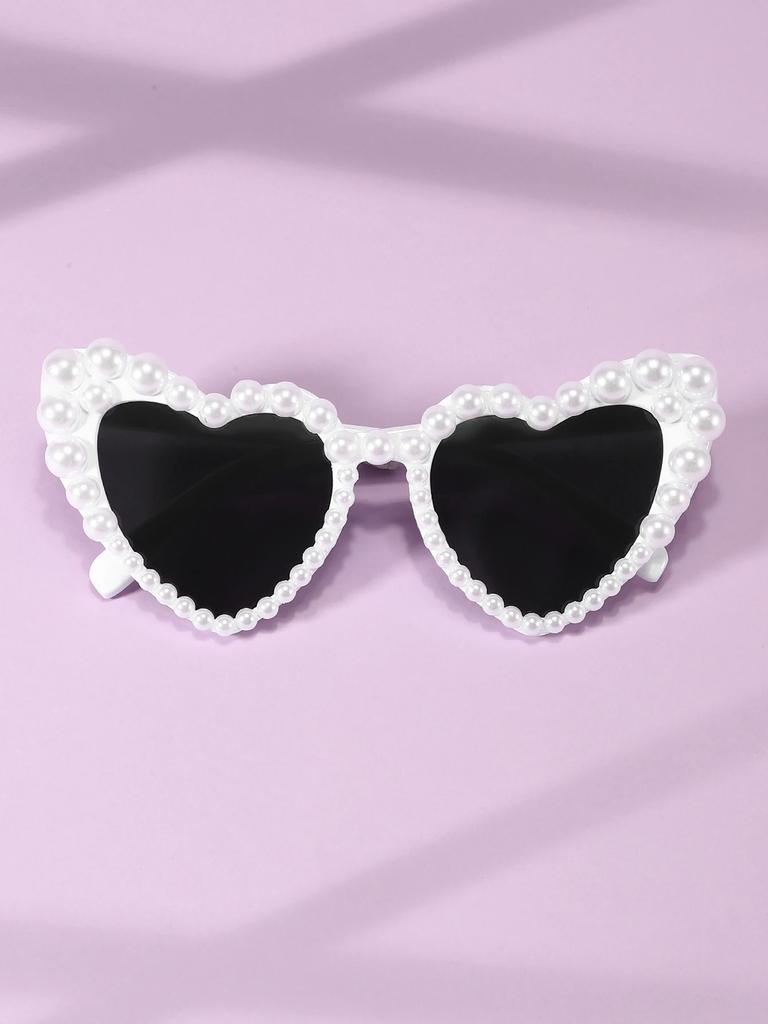 1Pc Fashion Luxury Exquisite Sparkling Love Pearl Sunglasses Women's Casual Fashion Trend Sunglasses Suitable for Party Parties