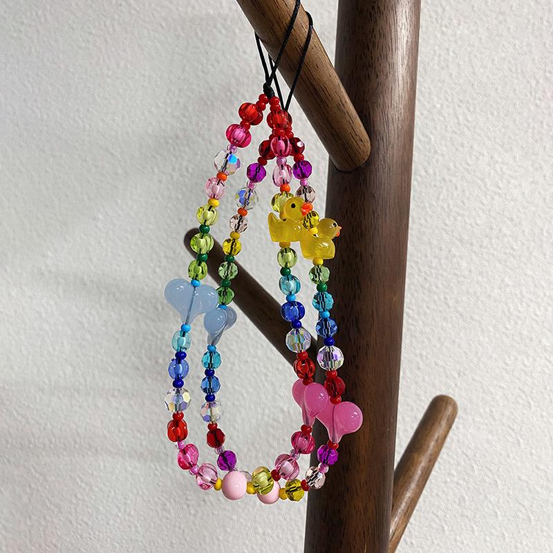 Bunter Perlen-Handyanhänger Sommer Strand Tier Ente Herz Handyband Lanyard Trendy Y2K Accessoires