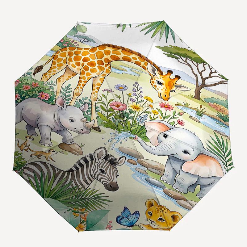 

1PC Safari Zoo Umbrella-8-Rib Reinforced, Automatic Open, Lightweight & Durable, Fashion Accessory for Outdoor, Beach L0407