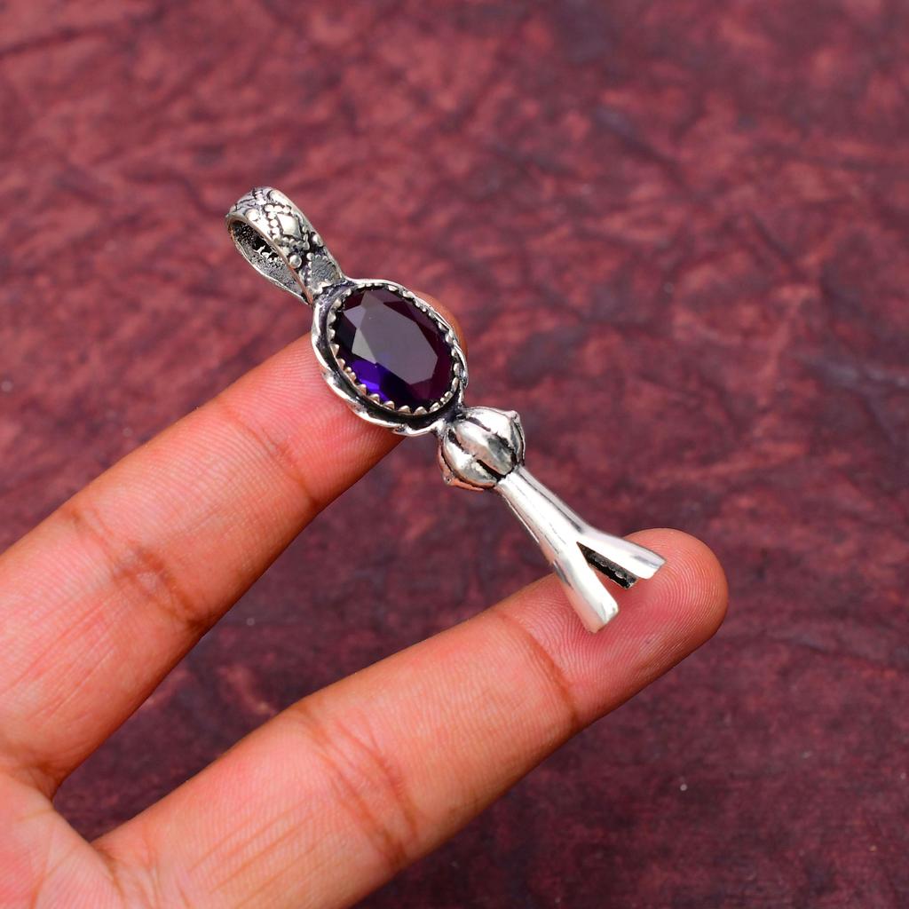 Awesome Amethyst Gemstone Pendant: 925 Sterling Silver Handmade Pendant Necklace Jewelry