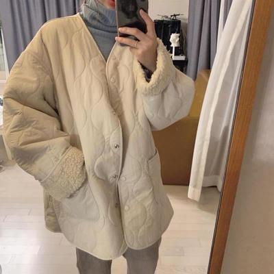 Cotton Clothes Women's Velvet Winter New Fashion Loose Retro Lamb Wool Warm Small Thickened Cotton Clothes Trendy