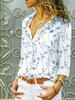 Elegant French Retro Print Long Sleeve Lapel Shirt for Spring/Summer