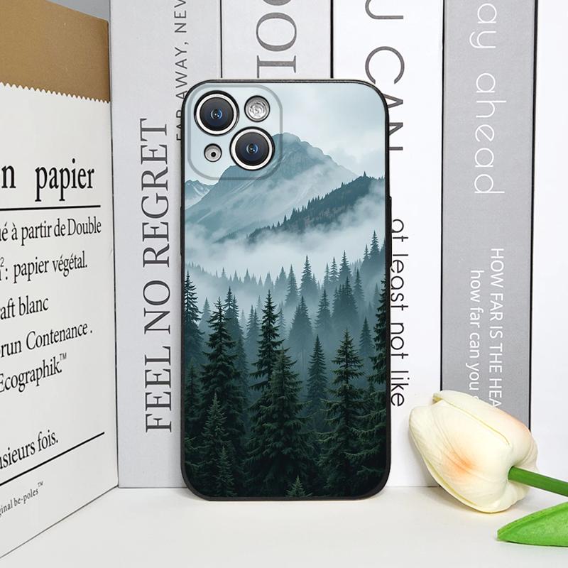 Vintage Green Forest Landscape Pattern Phone Case for iPhone 17 16 12 11 14 13 15 Pro Max Mini X XS MAX XR 7 8 14Plus Soft Cover