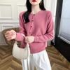 Autumn/Winter Wool Round Neck Asymmetrical Button Cardigan - Women's Loose Solid Color Cashmere Knitwear