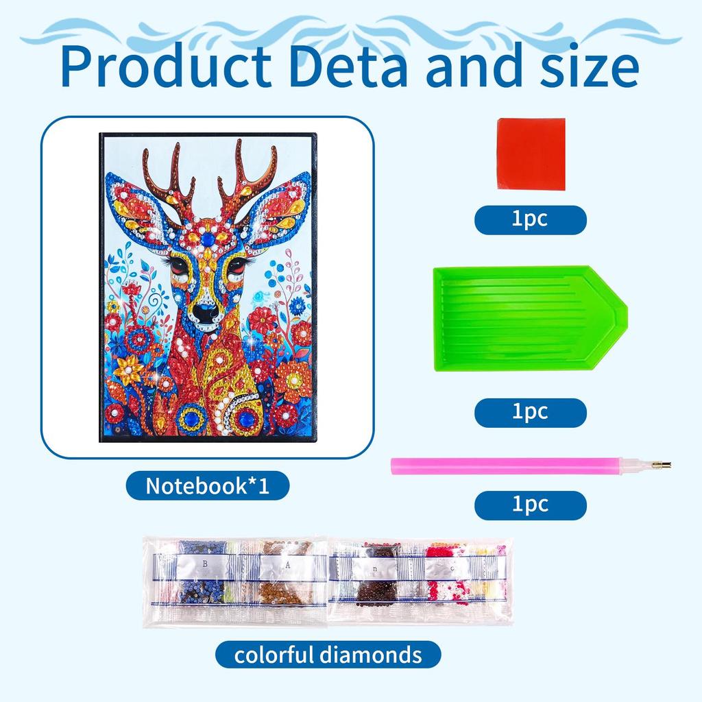 2025 Creative DIY Diamond Sticker A5 Notebook: Special-Shaped 50-Page Children's Diamond Painting Book